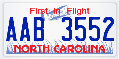 NC license plate AAB3552