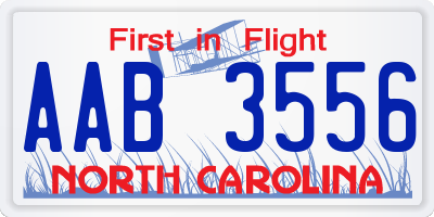 NC license plate AAB3556