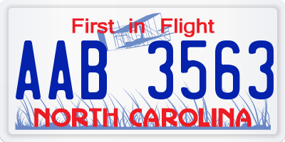 NC license plate AAB3563