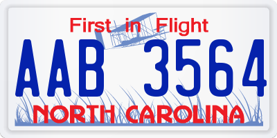 NC license plate AAB3564