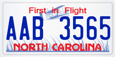 NC license plate AAB3565