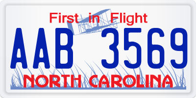 NC license plate AAB3569