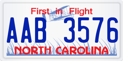 NC license plate AAB3576