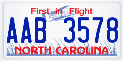 NC license plate AAB3578