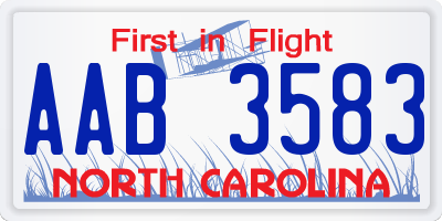 NC license plate AAB3583