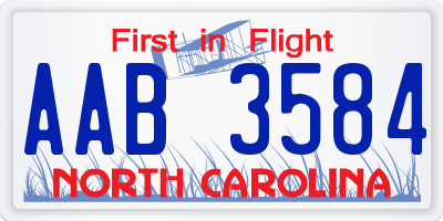 NC license plate AAB3584