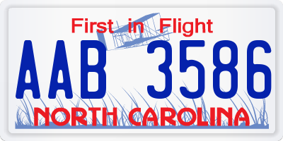 NC license plate AAB3586