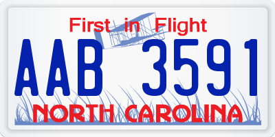 NC license plate AAB3591