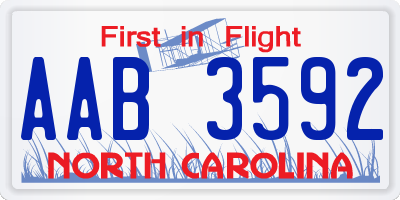 NC license plate AAB3592