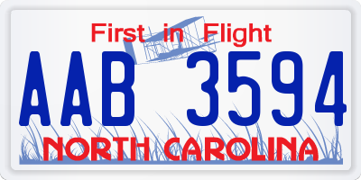 NC license plate AAB3594