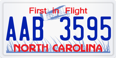 NC license plate AAB3595