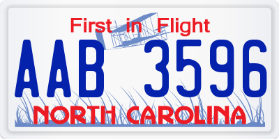 NC license plate AAB3596