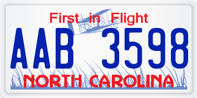 NC license plate AAB3598