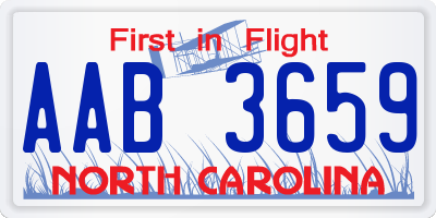 NC license plate AAB3659