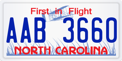 NC license plate AAB3660