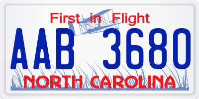 NC license plate AAB3680