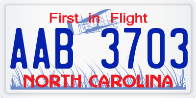 NC license plate AAB3703