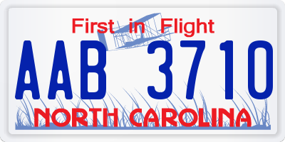 NC license plate AAB3710