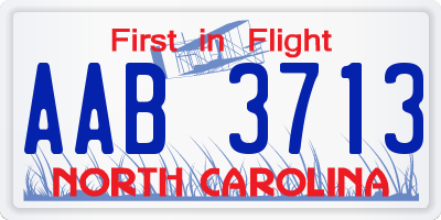 NC license plate AAB3713
