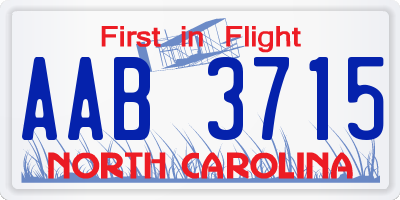 NC license plate AAB3715