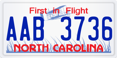 NC license plate AAB3736