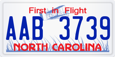 NC license plate AAB3739
