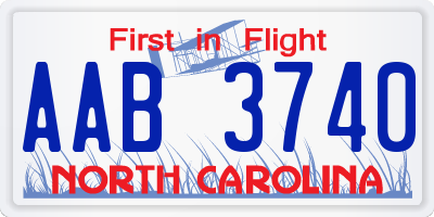 NC license plate AAB3740