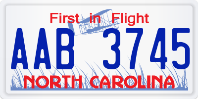 NC license plate AAB3745