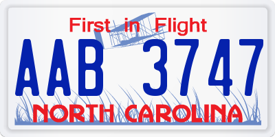 NC license plate AAB3747