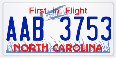 NC license plate AAB3753