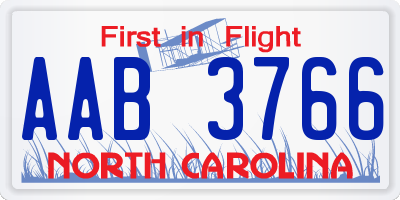 NC license plate AAB3766