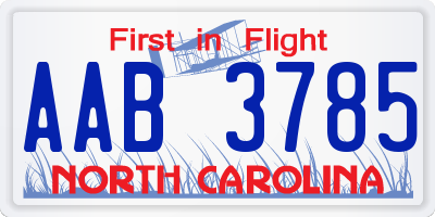 NC license plate AAB3785