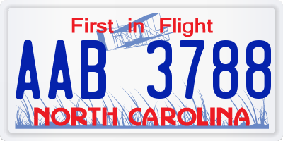 NC license plate AAB3788