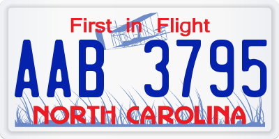 NC license plate AAB3795