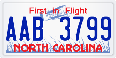 NC license plate AAB3799