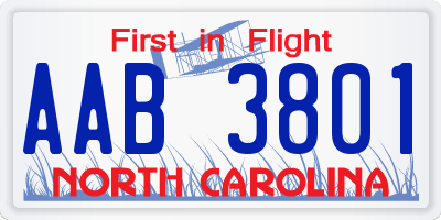 NC license plate AAB3801