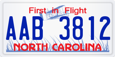 NC license plate AAB3812