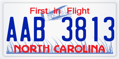 NC license plate AAB3813