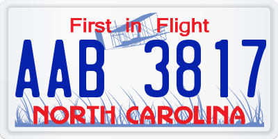NC license plate AAB3817