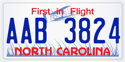 NC license plate AAB3824