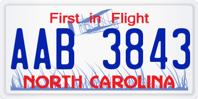 NC license plate AAB3843