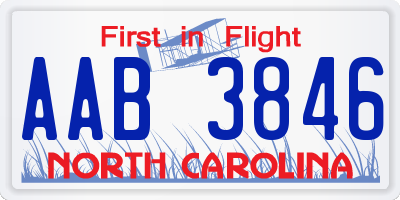NC license plate AAB3846