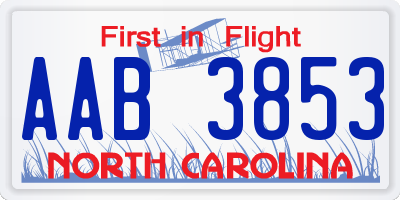 NC license plate AAB3853