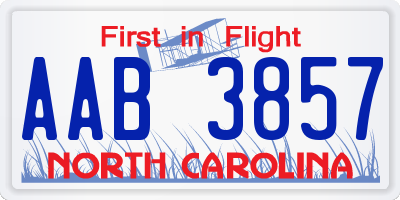 NC license plate AAB3857