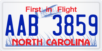 NC license plate AAB3859