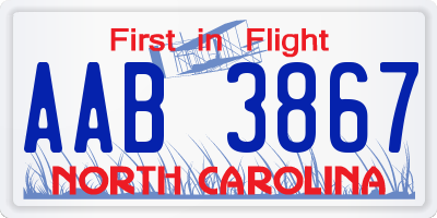 NC license plate AAB3867