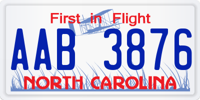 NC license plate AAB3876