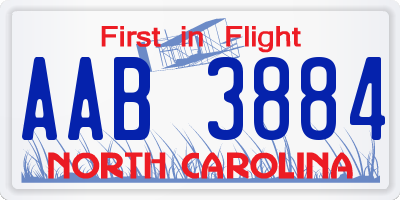 NC license plate AAB3884