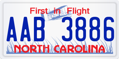 NC license plate AAB3886
