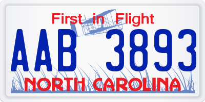 NC license plate AAB3893